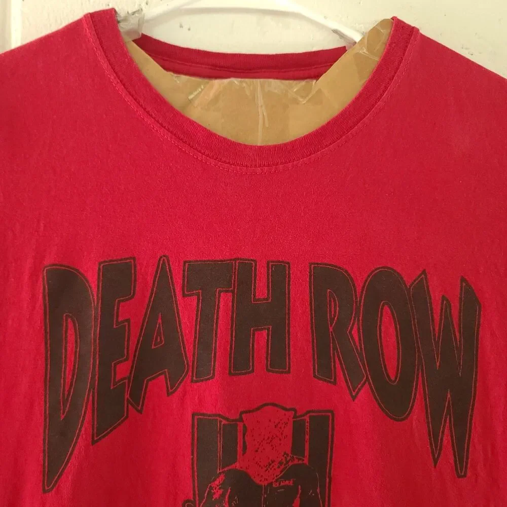 Death Row Records Red Short Sleeve T Shirt Men's Size 2XL Cotton Crew Neck Y2k